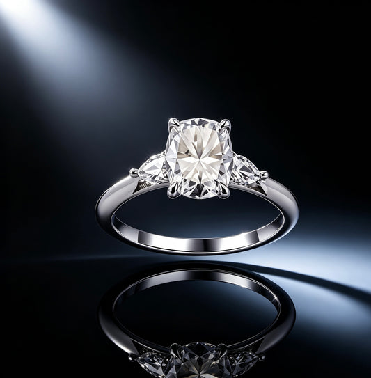 Cushion Cut Moissanite Ring 7×9mm · Three Stone D Color · Vintage Bridal Engagement Ring S925 Silver | LUMINA VOW