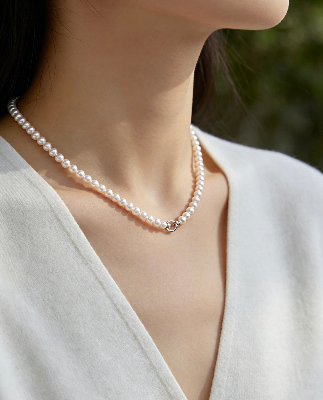  pearl necklace sterling silver hypoallergenic clasp