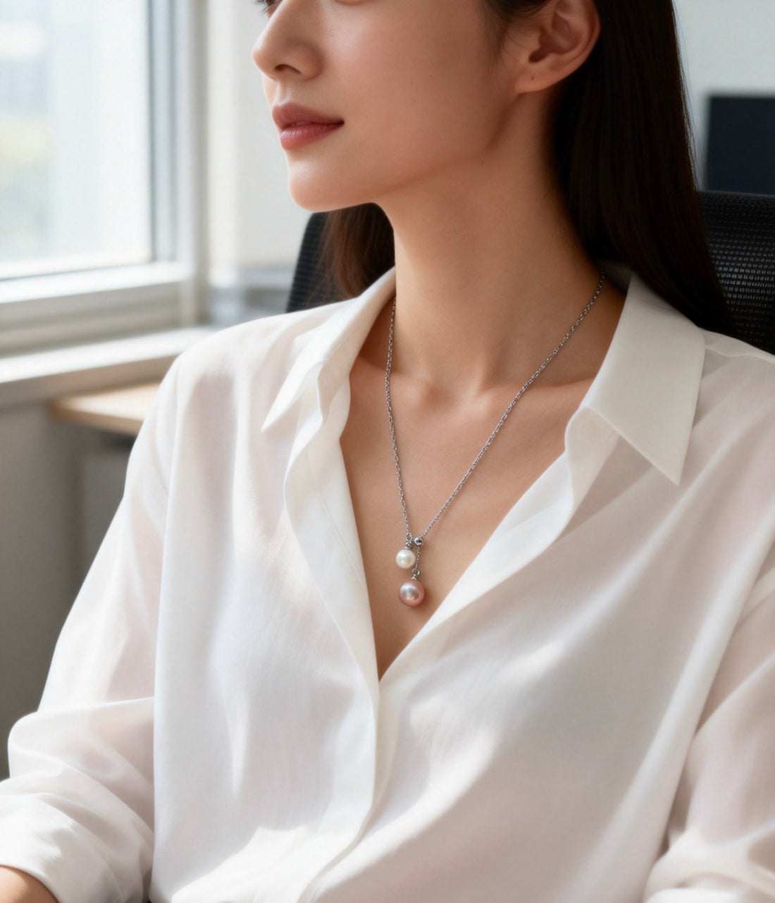 minimalist pearl necklace everyday outfit styling