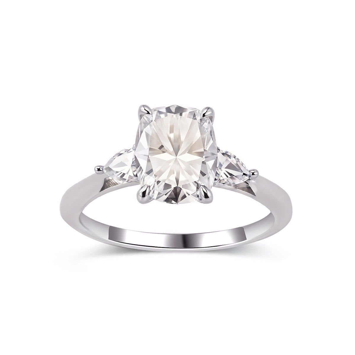 Cushion Cut Moissanite Ring 7×9mm · Three Stone D Color · Vintage Bridal Engagement Ring S925 Silver | LUMINA VOW