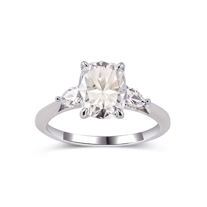 Cushion Cut Moissanite Ring 7×9mm · Three Stone D Color · Vintage Bridal Engagement Ring S925 Silver | LUMINA VOW