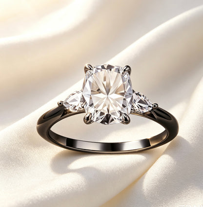 Cushion Cut Moissanite Ring 7×9mm · Three Stone D Color · Vintage Bridal Engagement Ring S925 Silver | LUMINA VOW
