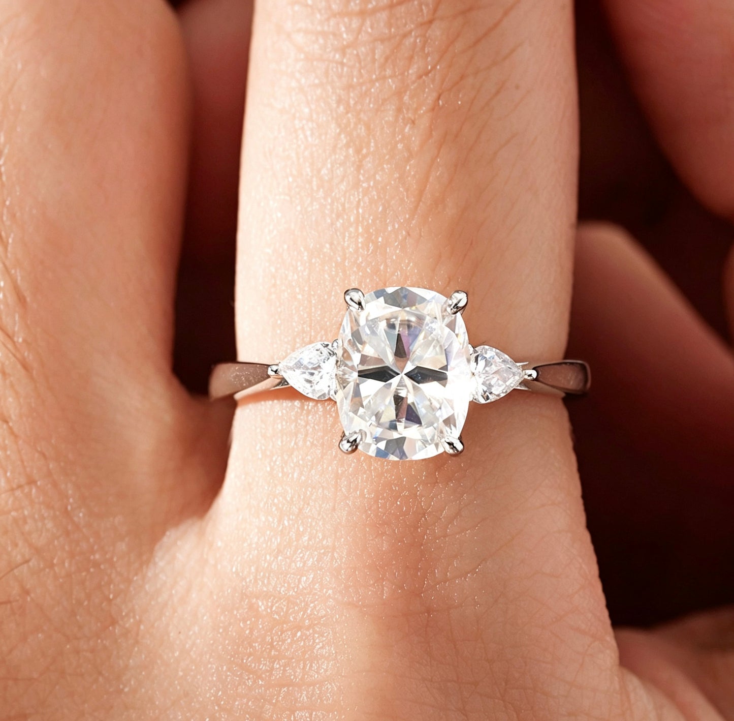 Cushion Cut Moissanite Ring 7×9mm · Three Stone D Color · Vintage Bridal Engagement Ring S925 Silver | LUMINA VOW