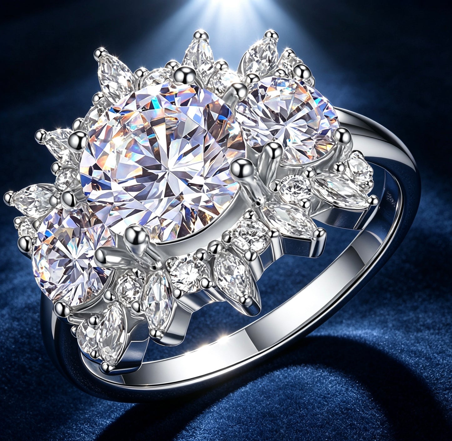 Floral Moissanite Engagement Ring 8mm · Marquise Cluster D Color VVS1 · Flower Bridal Ring S925 Silver | Luvymia
