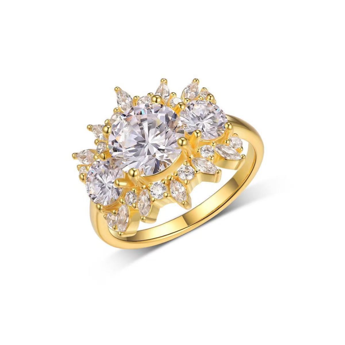 Floral Moissanite Engagement Ring 8mm · Marquise Cluster D Color VVS1 · Flower Bridal Ring S925 Silver | Luvymia