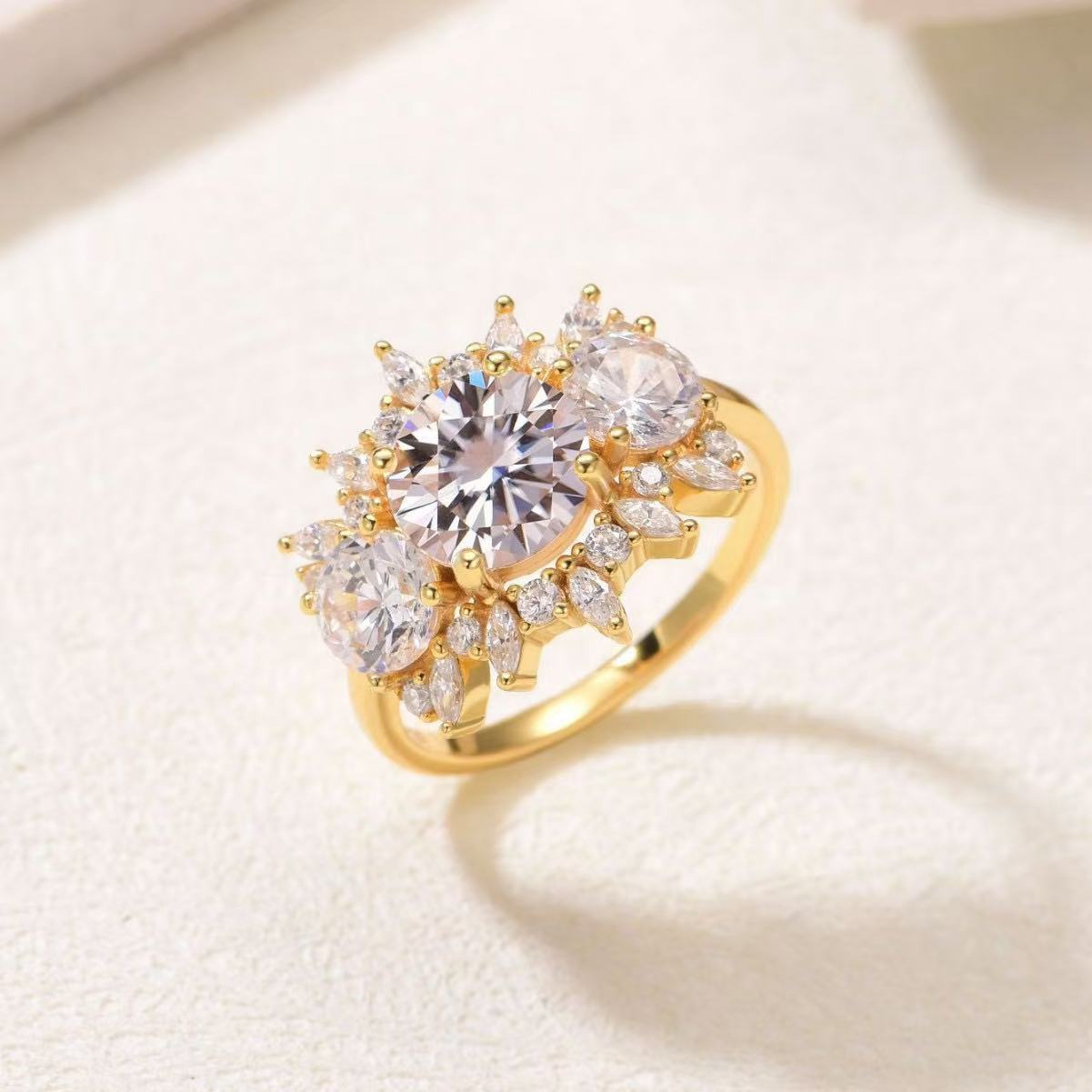 Floral Moissanite Engagement Ring 8mm · Marquise Cluster D Color VVS1 · Flower Bridal Ring S925 Silver | Luvymia
