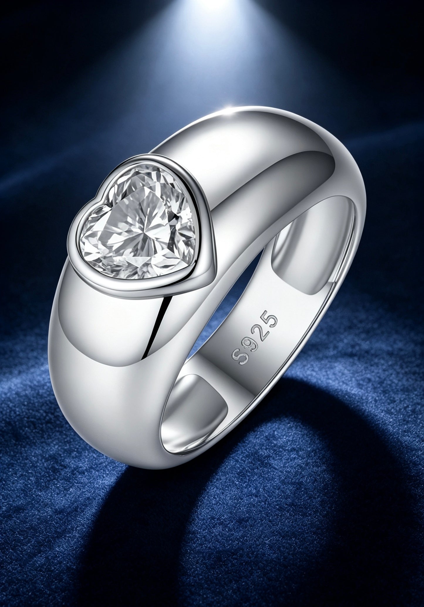 Heart Moissanite Ring 1.2ct · Dome Band Bezel Setting · Valentine Bridal Ring S925 Silver | Luvymia
