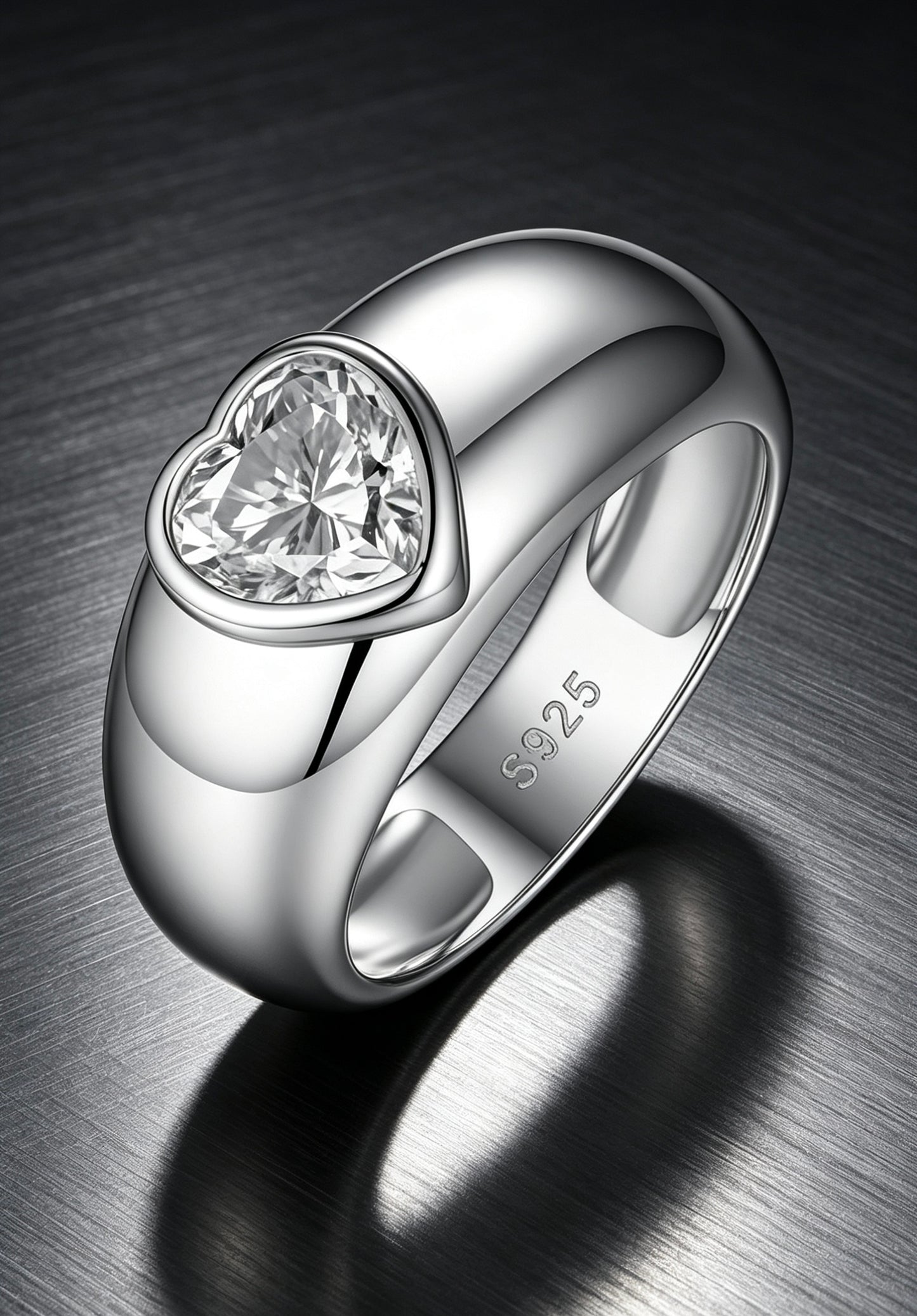 Heart Moissanite Ring 1.2ct · Dome Band Bezel Setting · Valentine Bridal Ring S925 Silver | Luvymia