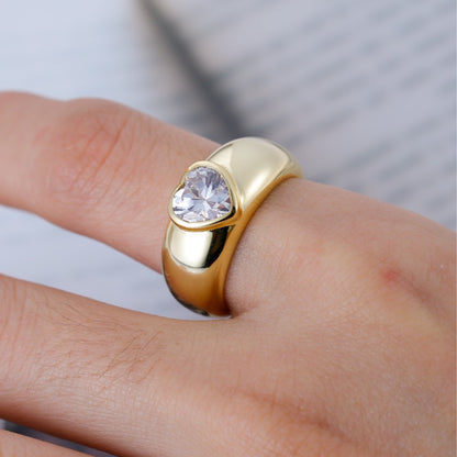 Heart Moissanite Ring 1.2ct · Dome Band Bezel Setting · Valentine Bridal Ring S925 Silver | Luvymia
