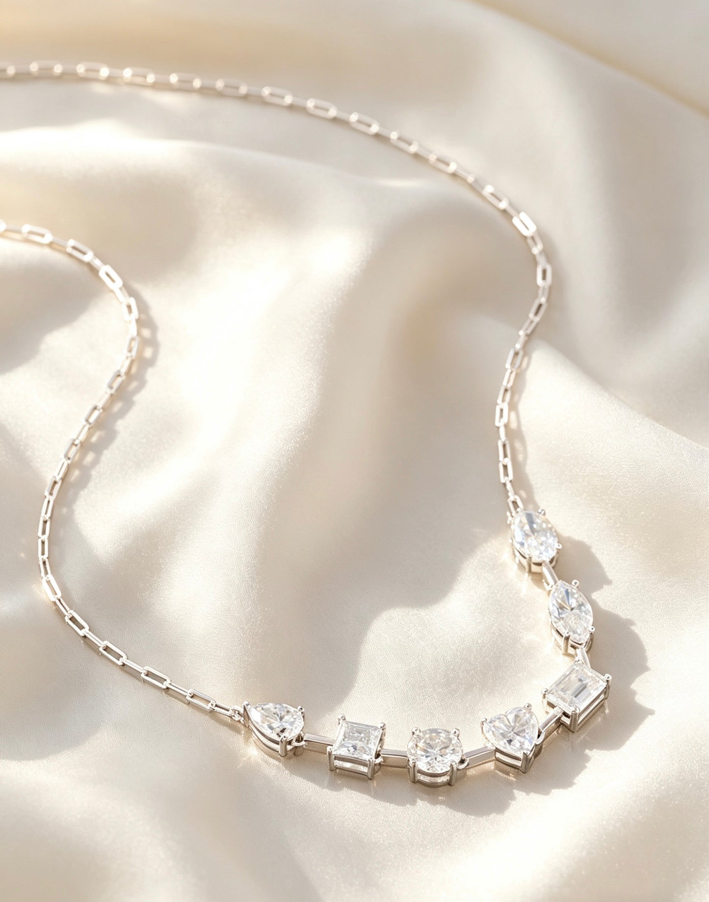 Luvymia "All of You" Multi-Shape Moissanite Necklace - Top D-Color VVS1 Fancy Cut Bridal Jewelry