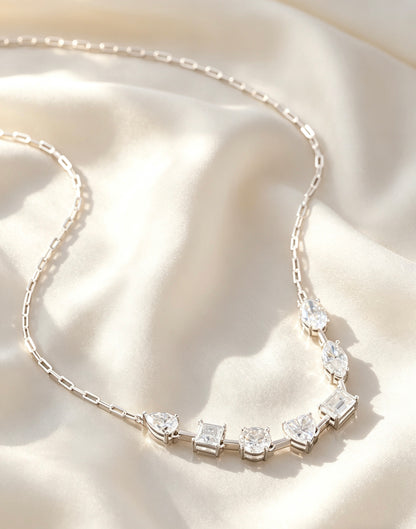 Luvymia "All of You" Multi-Shape Moissanite Necklace - Top D-Color VVS1 Fancy Cut Bridal Jewelry