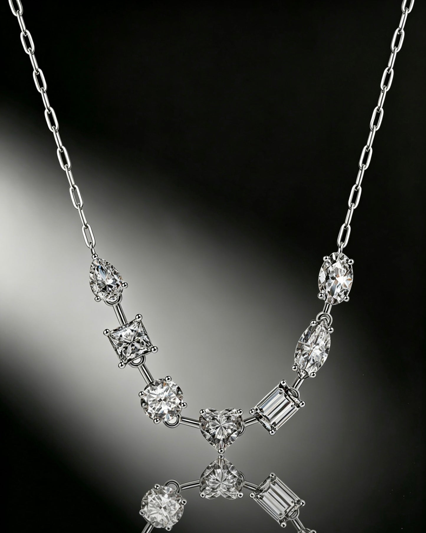 Luvymia "All of You" Multi-Shape Moissanite Necklace - Top D-Color VVS1 Fancy Cut Bridal Jewelry
