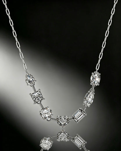 Luvymia "All of You" Multi-Shape Moissanite Necklace - Top D-Color VVS1 Fancy Cut Bridal Jewelry