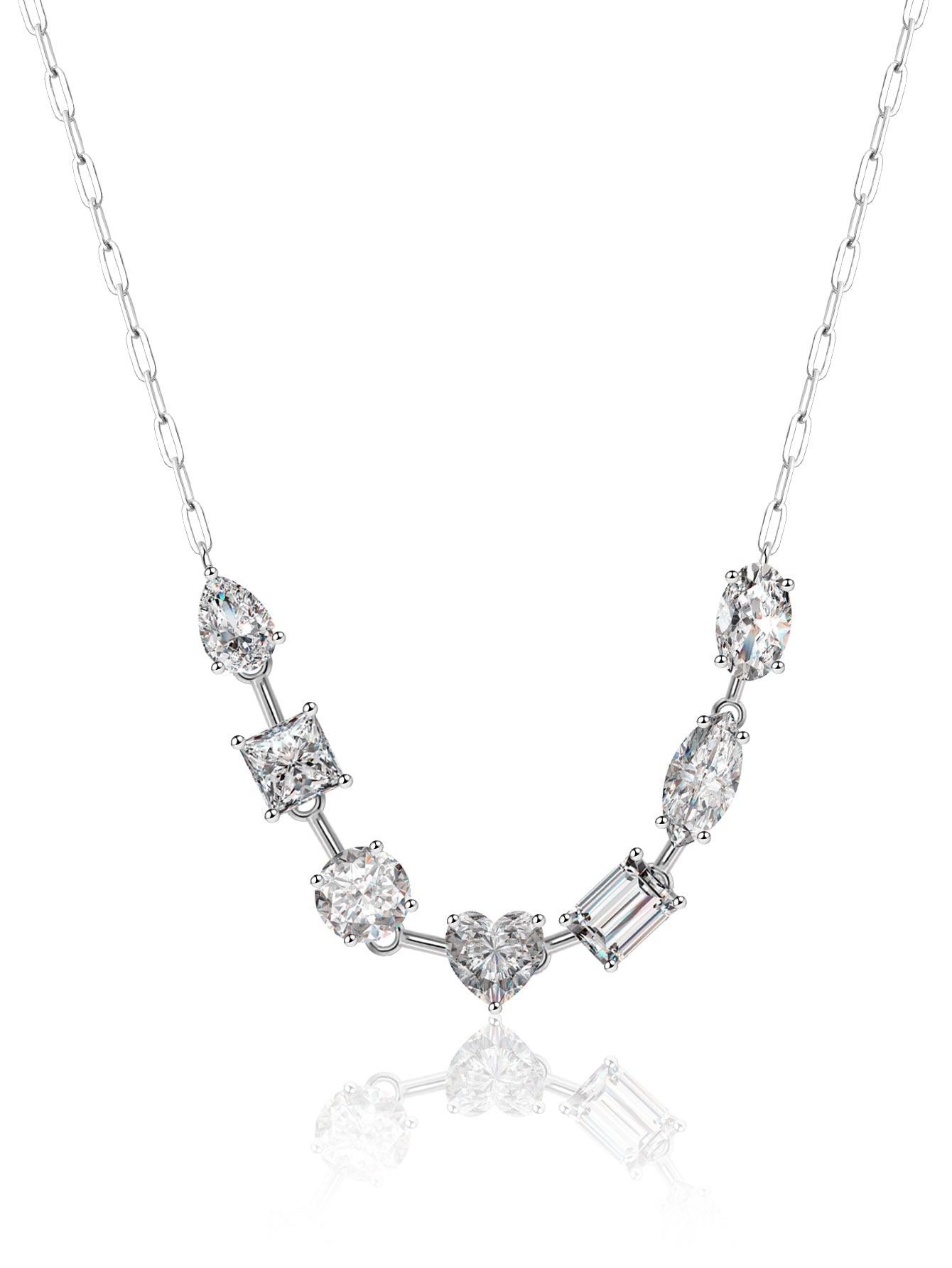 Luvymia "All of You" Multi-Shape Moissanite Necklace - Top D-Color VVS1 Fancy Cut Bridal Jewelry
