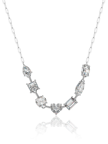 Luvymia "All of You" Multi-Shape Moissanite Necklace - Top D-Color VVS1 Fancy Cut Bridal Jewelry