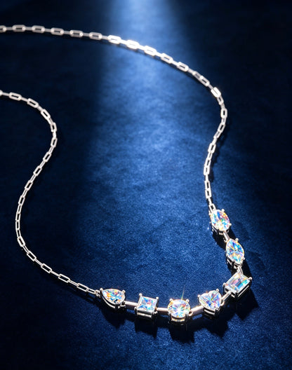 Luvymia "All of You" Multi-Shape Moissanite Necklace - Top D-Color VVS1 Fancy Cut Bridal Jewelry