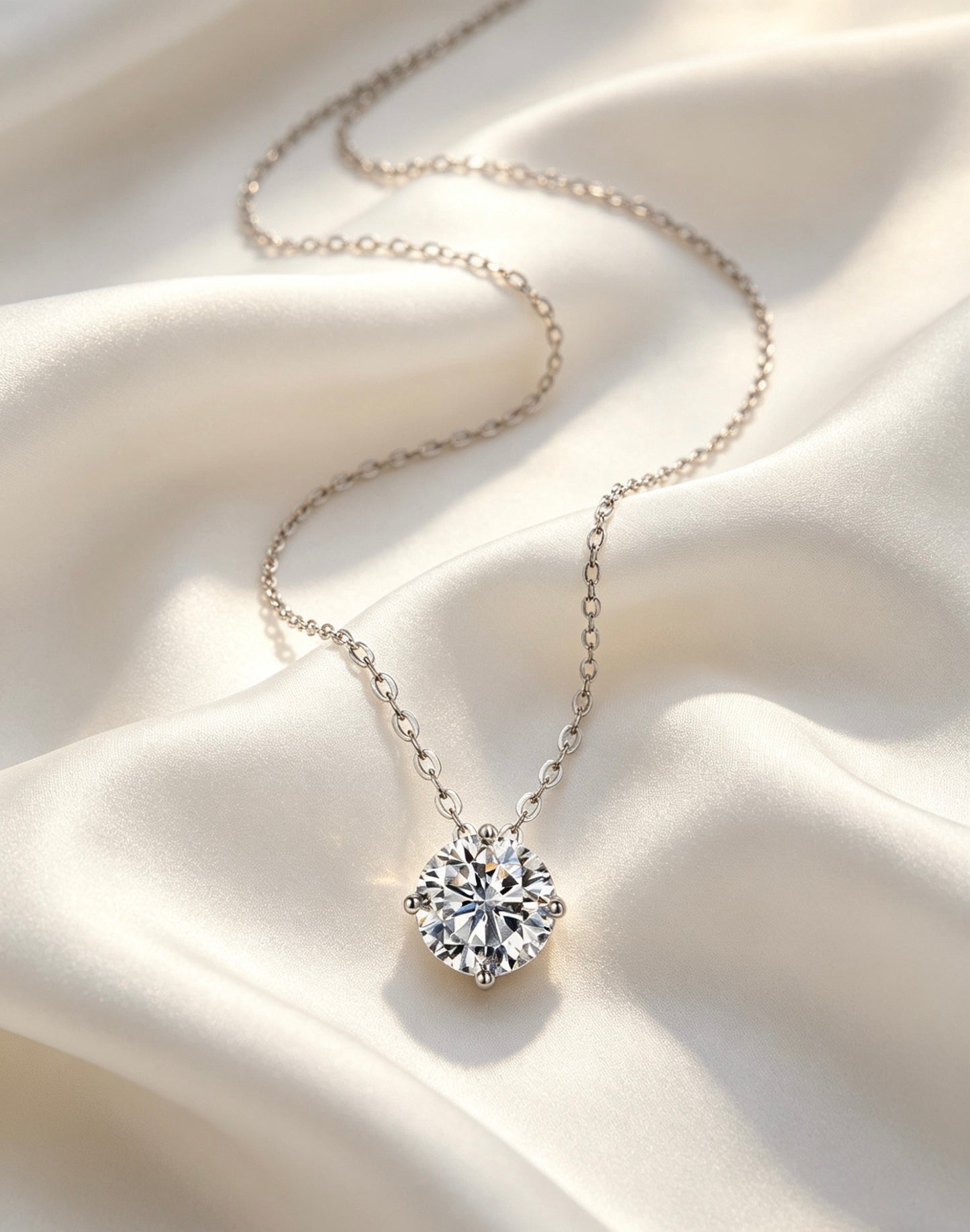 Luvymia "The Arrival" (Ariel) Moissanite Necklace - D-Color VVS1 S925 Silver - From Wedding Aisle to Daily Chic