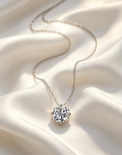Luvymia "The Arrival" (Ariel) Moissanite Necklace - D-Color VVS1 S925 Silver - From Wedding Aisle to Daily Chic