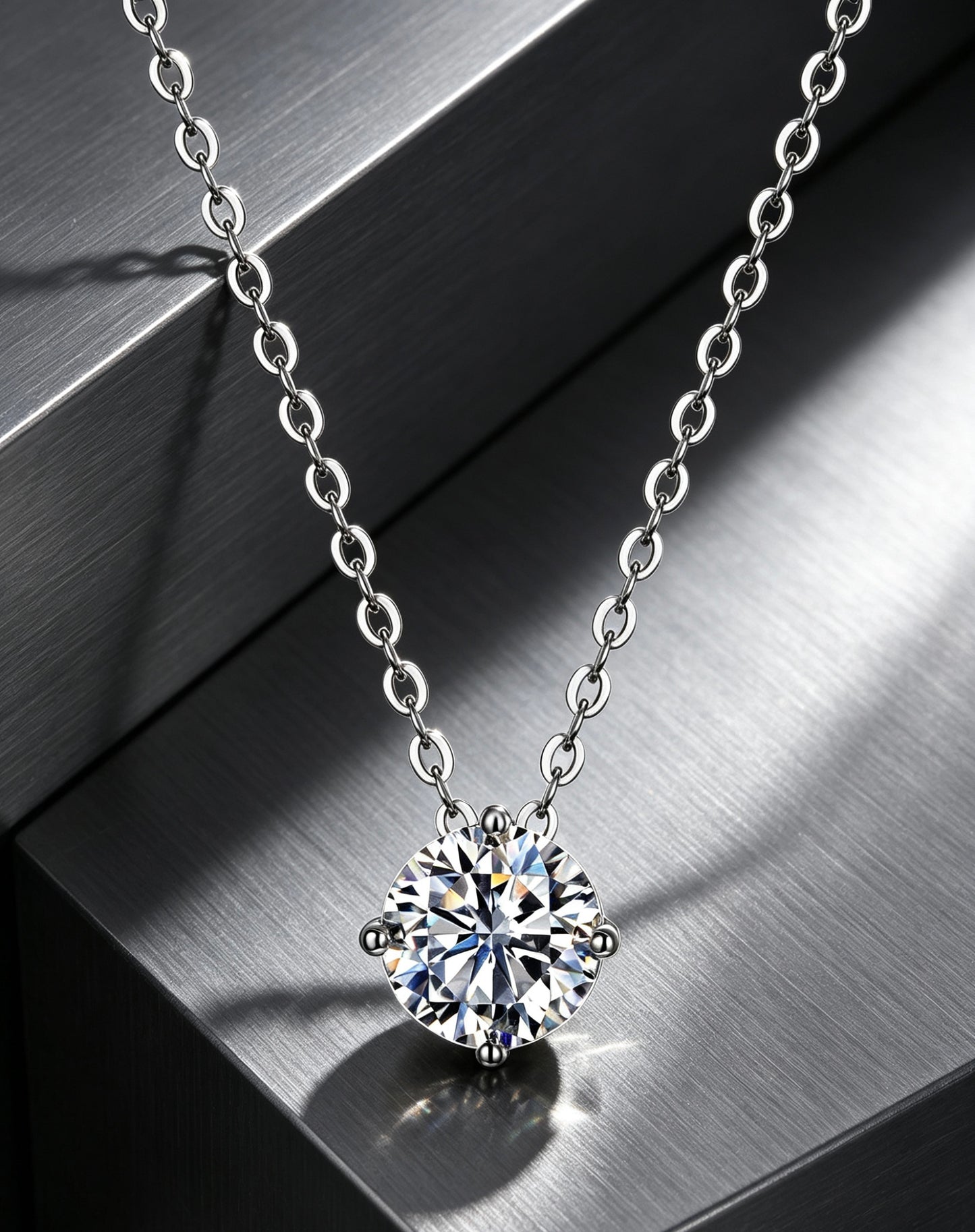 Luvymia "The Arrival" (Ariel) Moissanite Necklace - D-Color VVS1 S925 Silver - From Wedding Aisle to Daily Chic