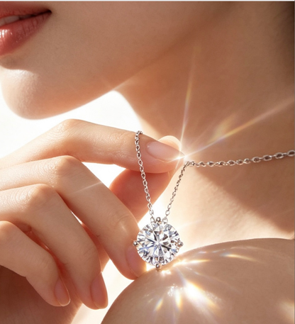 Luvymia "The Arrival" (Ariel) Moissanite Necklace - D-Color VVS1 S925 Silver - From Wedding Aisle to Daily Chic