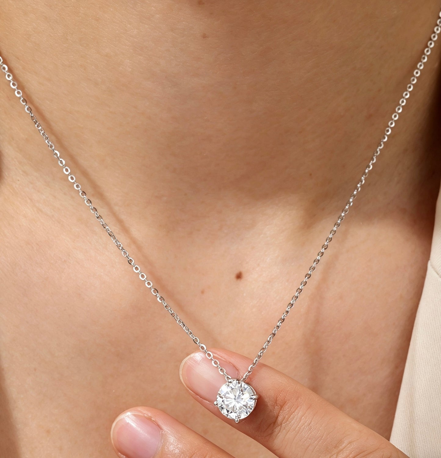 Luvymia "The Arrival" (Ariel) Moissanite Necklace - D-Color VVS1 S925 Silver - From Wedding Aisle to Daily Chic