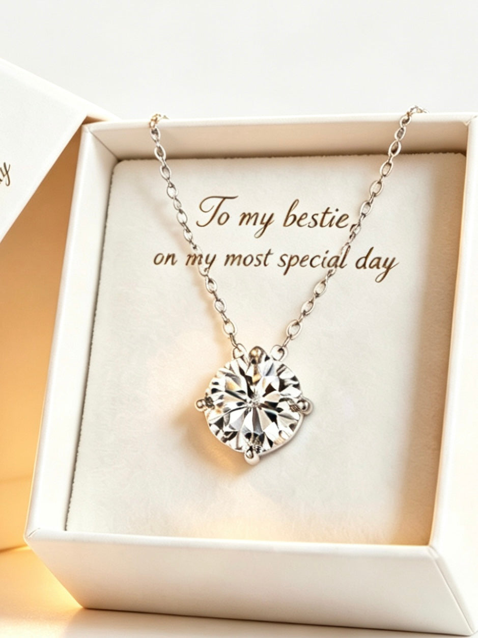 Luvymia "The Arrival" (Ariel) Moissanite Necklace - D-Color VVS1 S925 Silver - From Wedding Aisle to Daily Chic