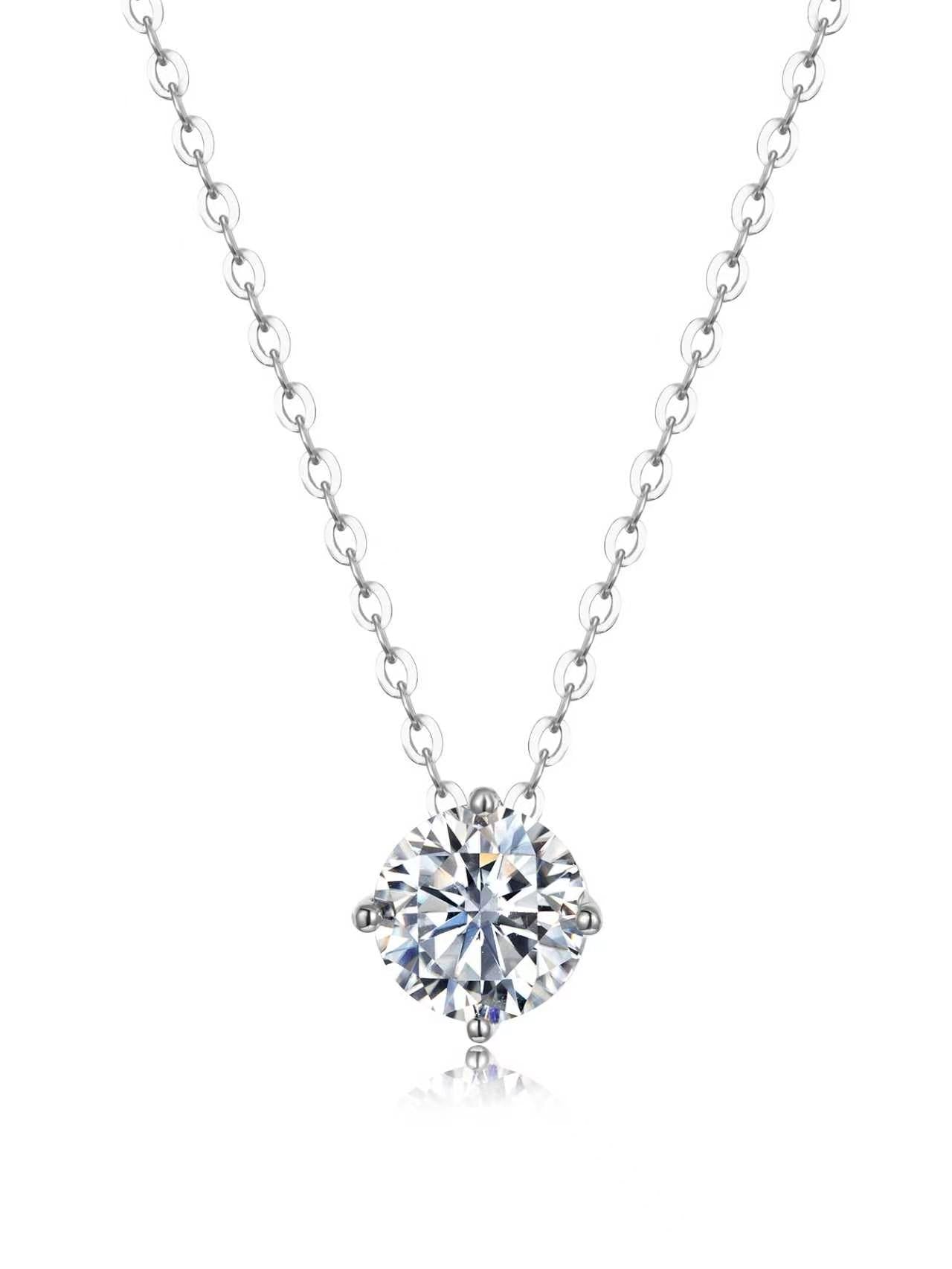 Luvymia "The Arrival" (Ariel) Moissanite Necklace - D-Color VVS1 S925 Silver - From Wedding Aisle to Daily Chic