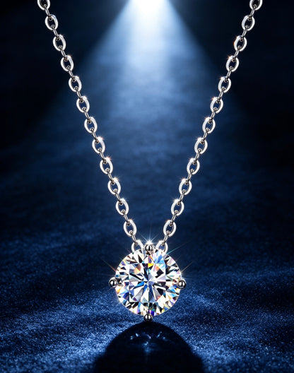 Luvymia "The Arrival" (Ariel) Moissanite Necklace - D-Color VVS1 S925 Silver - From Wedding Aisle to Daily Chic