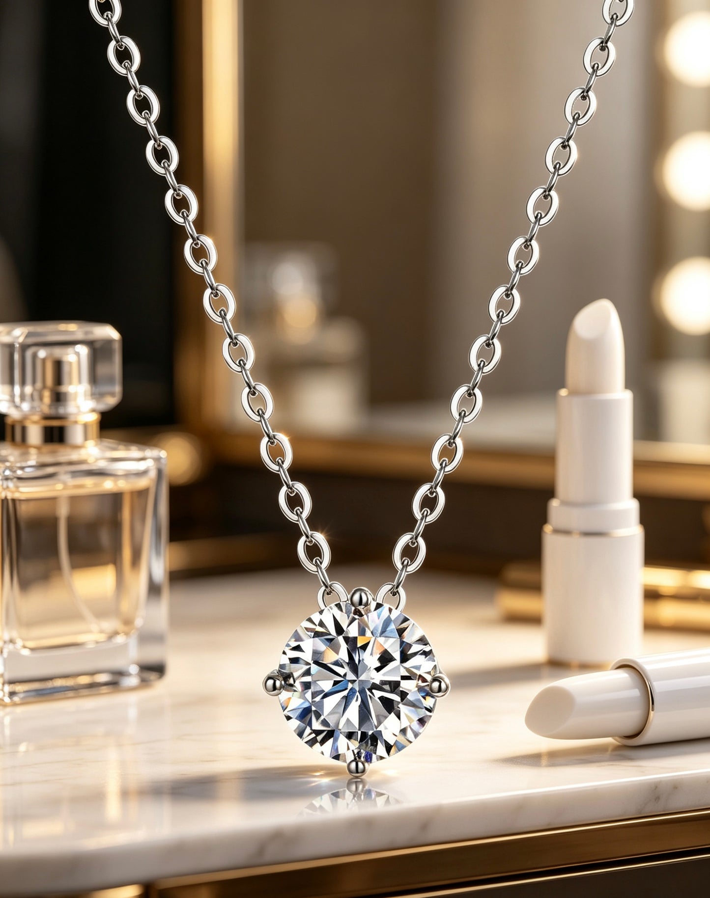 Luvymia "The Arrival" (Ariel) Moissanite Necklace - D-Color VVS1 S925 Silver - From Wedding Aisle to Daily Chic