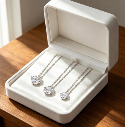 Luvymia "The Arrival" (Ariel) Moissanite Necklace - D-Color VVS1 S925 Silver - From Wedding Aisle to Daily Chic