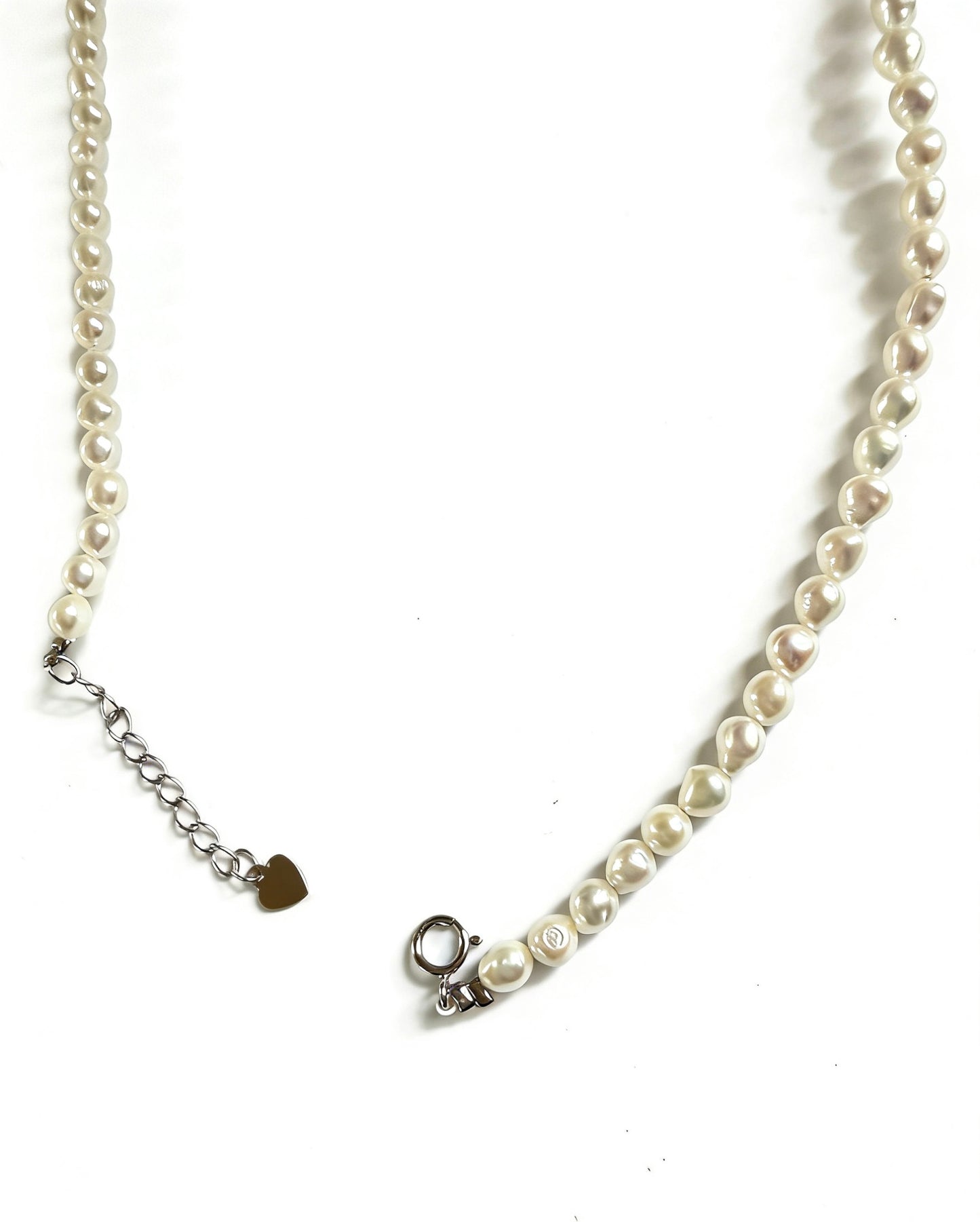 Luvymia Baroque Freshwater Pearl Necklace with 3-4mm seed pearls and 925 sterling silver clasp.