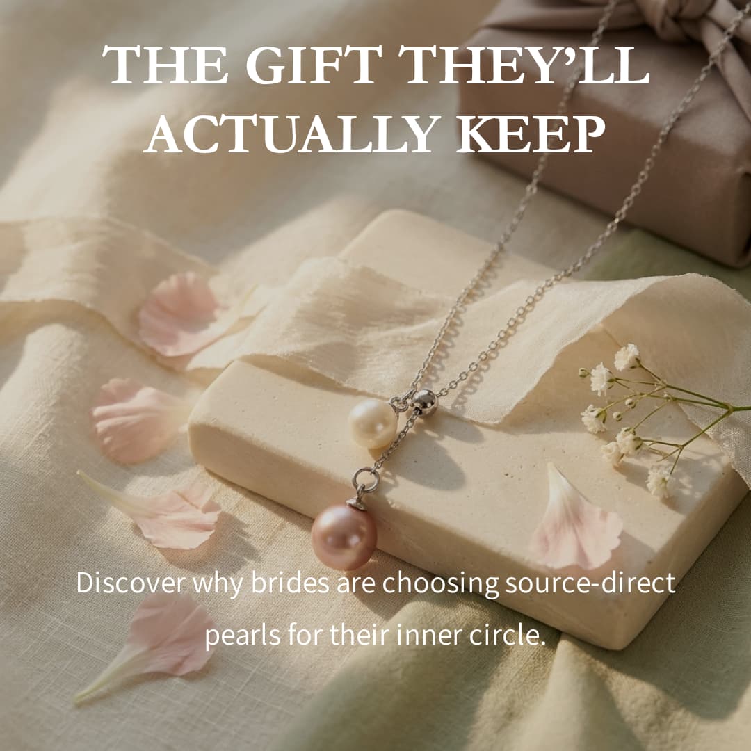 925 sterling silver necklace with a 6-7mm peach pink and 4-5mm white double freshwater pearl pendant.