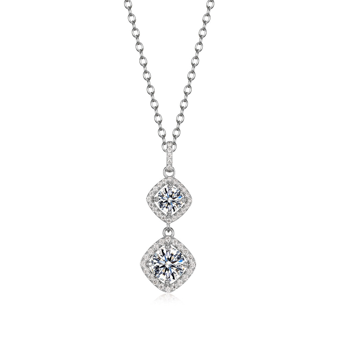 Luvymia"Mother’s Halo" Double Moissanite Necklace - D-Color VVS1 Premium Gift for Mom