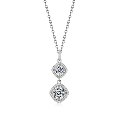 Luvymia"Mother’s Halo" Double Moissanite Necklace - D-Color VVS1 Premium Gift for Mom