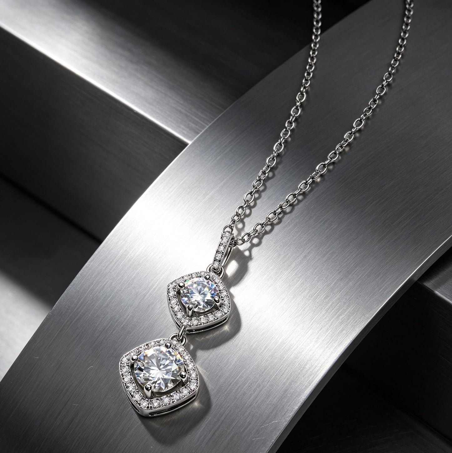 Luvymia"Mother’s Halo" Double Moissanite Necklace - D-Color VVS1 Premium Gift for Mom