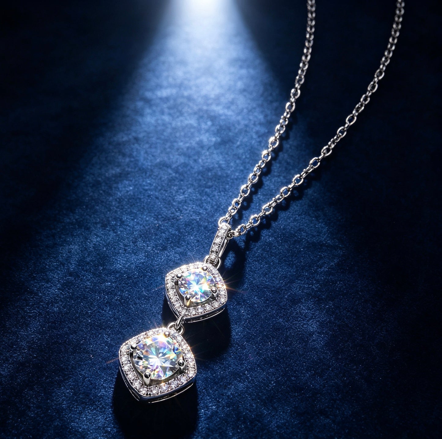 Luvymia"Mother’s Halo" Double Moissanite Necklace - D-Color VVS1 Premium Gift for Mom