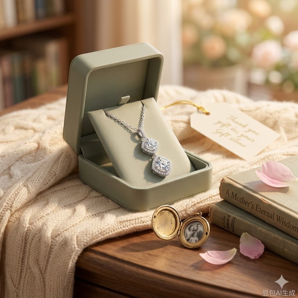 Luvymia"Mother’s Halo" Double Moissanite Necklace - D-Color VVS1 Premium Gift for Mom