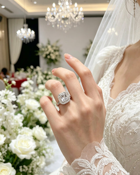 Octagon Moissanite Ring — D Color VVS1 · Vintage Bezel · Baguette Accents · S925 Silver | Luvymia