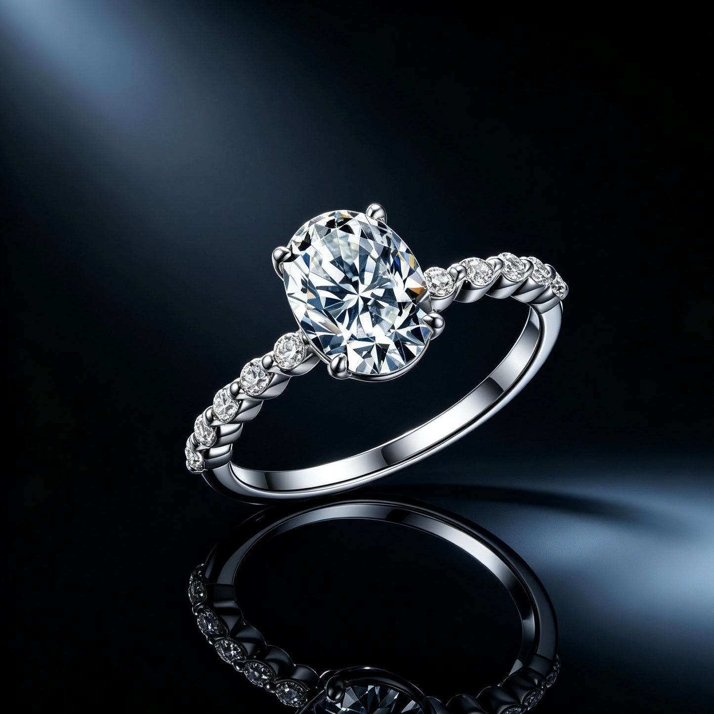 Oval Moissanite Ring — D Color VVS1 · Full Eternity Band · S925 Silver | Luvymia