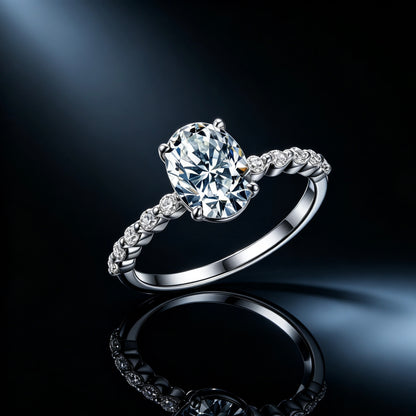 Oval Moissanite Ring — D Color VVS1 · Full Eternity Band · S925 Silver | Luvymia
