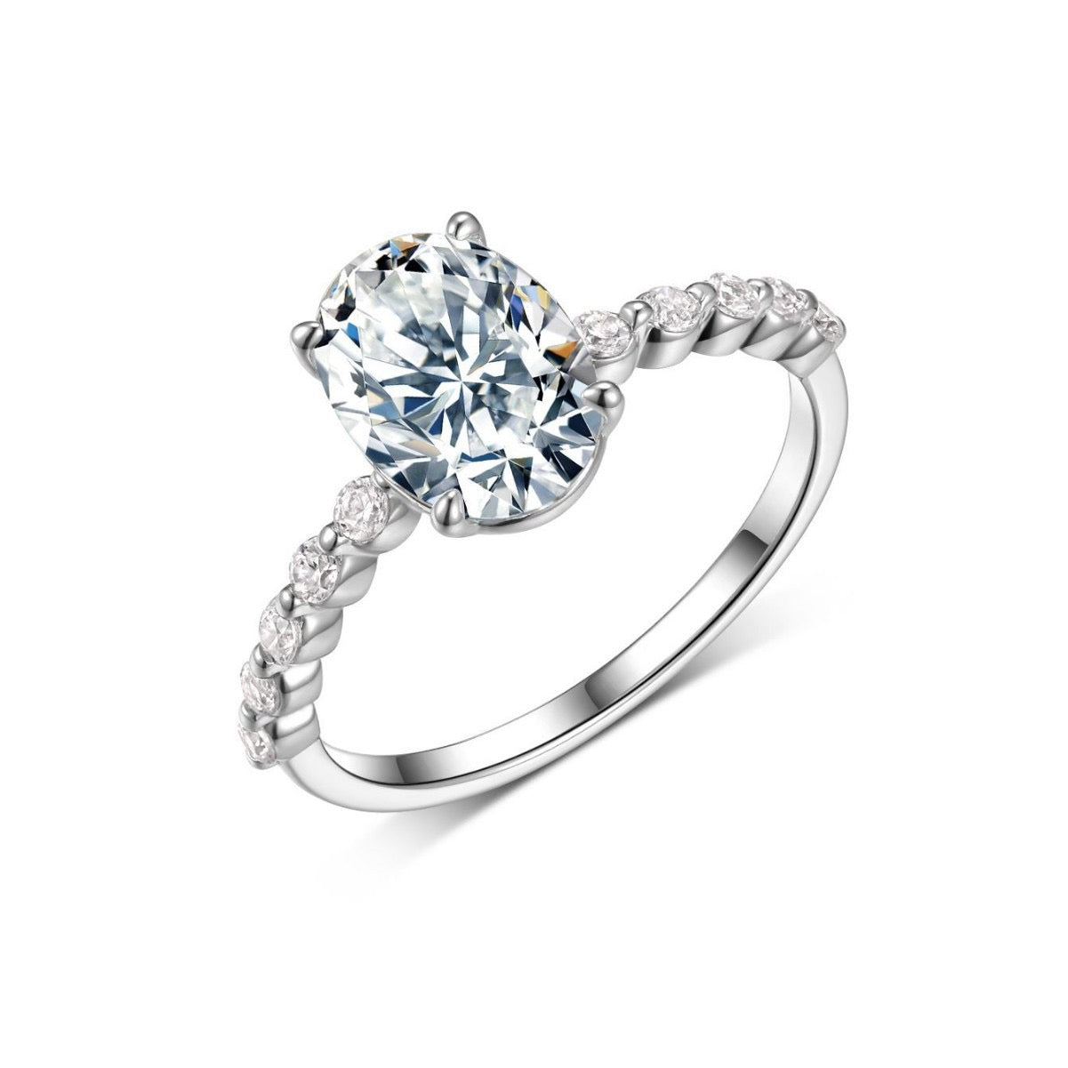 Oval Moissanite Ring — D Color VVS1 · Full Eternity Band · S925 Silver | Luvymia
