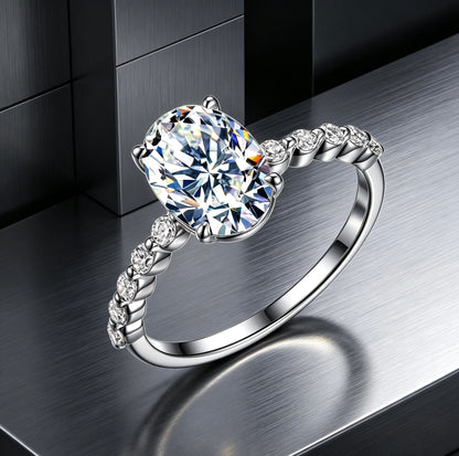 Oval Moissanite Ring — D Color VVS1 · Full Eternity Band · S925 Silver | Luvymia