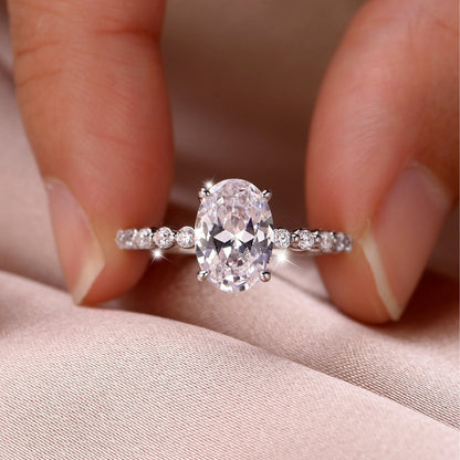 Oval Moissanite Ring — D Color VVS1 · Full Eternity Band · S925 Silver | Luvymia