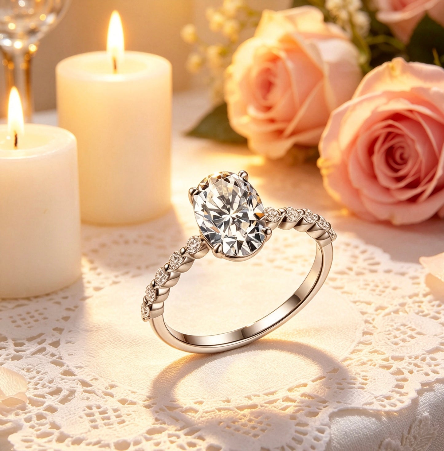 Oval Moissanite Ring — D Color VVS1 · Full Eternity Band · S925 Silver | Luvymia