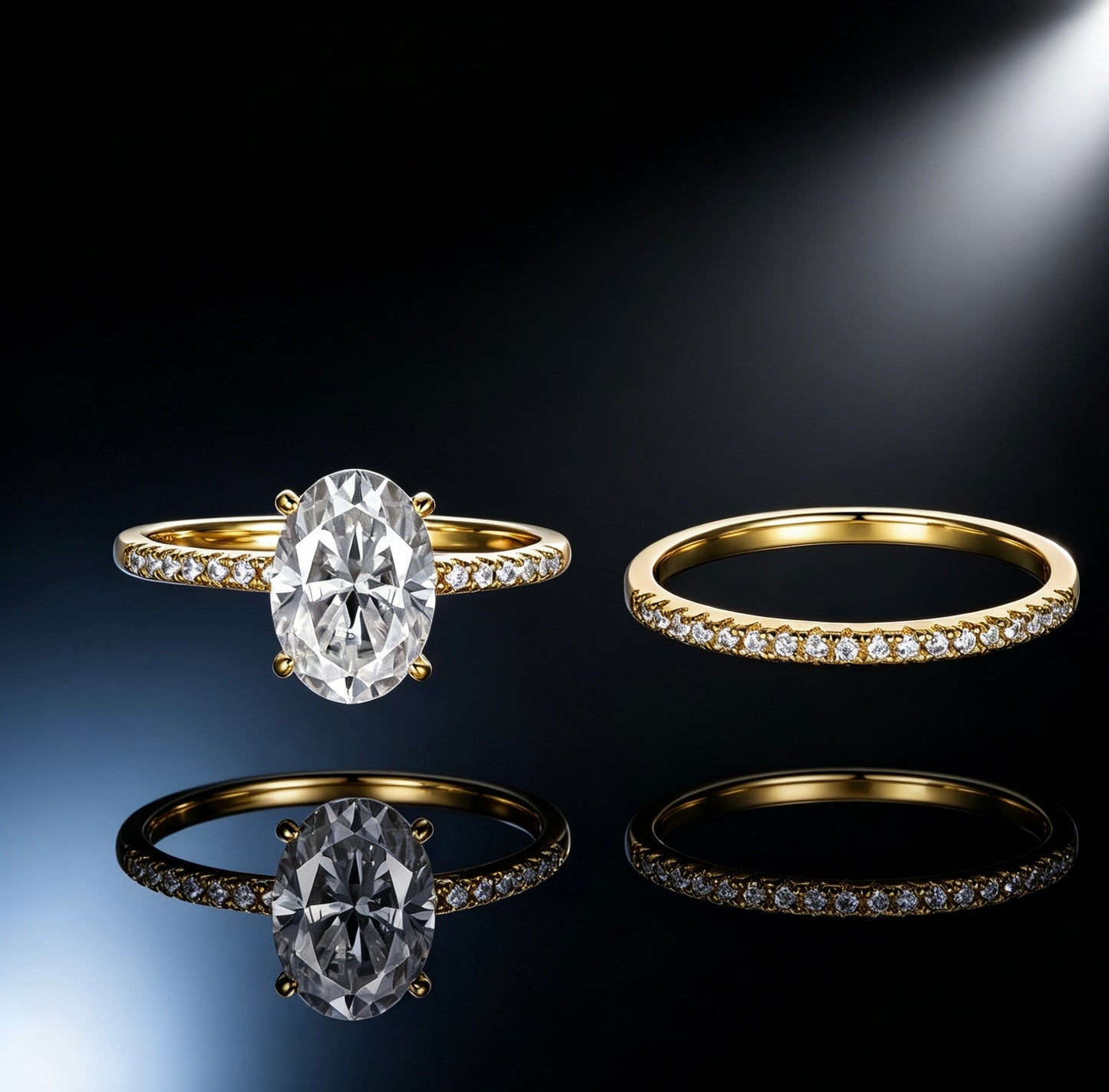Oval Moissanite Solitaire Bridal Ring Set — Four-Prong · S925 Silver | Luvymia