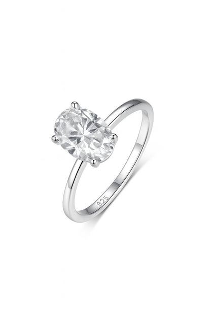 Oval Moissanite Solitaire Ring 7×10mm — D Color VVS1 · Four-Prong · S925 Silver | Luvymia