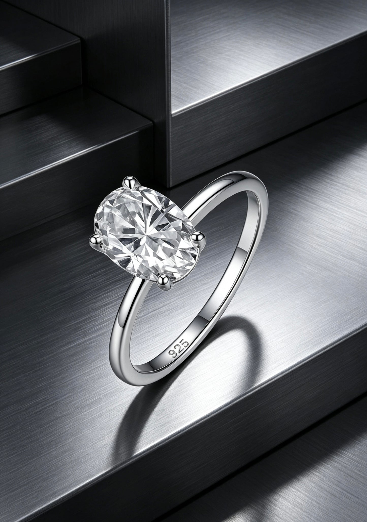 Oval Moissanite Solitaire Ring 7×10mm — D Color VVS1 · Four-Prong · S925 Silver | Luvymia