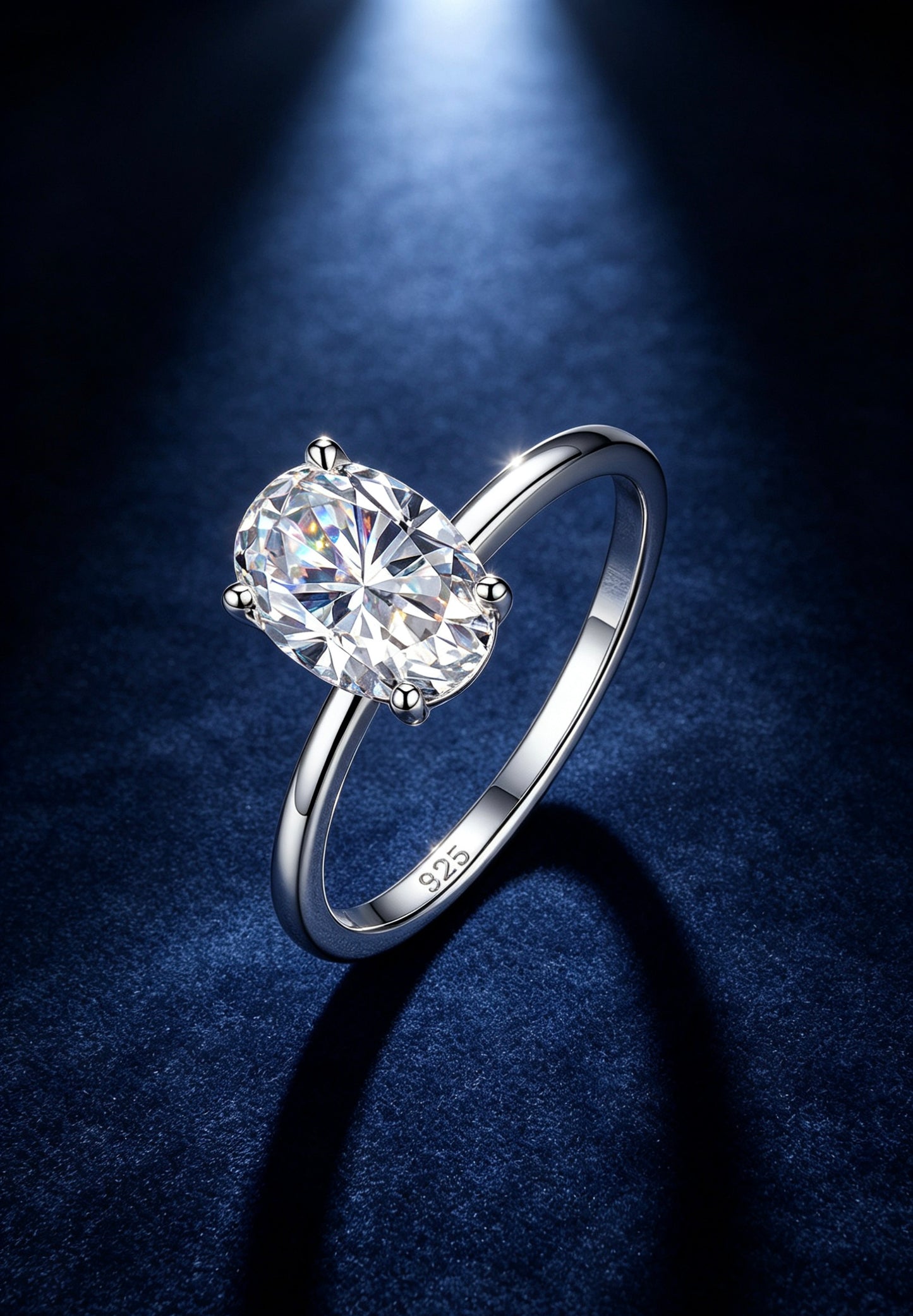 Oval Moissanite Solitaire Ring 7×10mm — D Color VVS1 · Four-Prong · S925 Silver | Luvymia