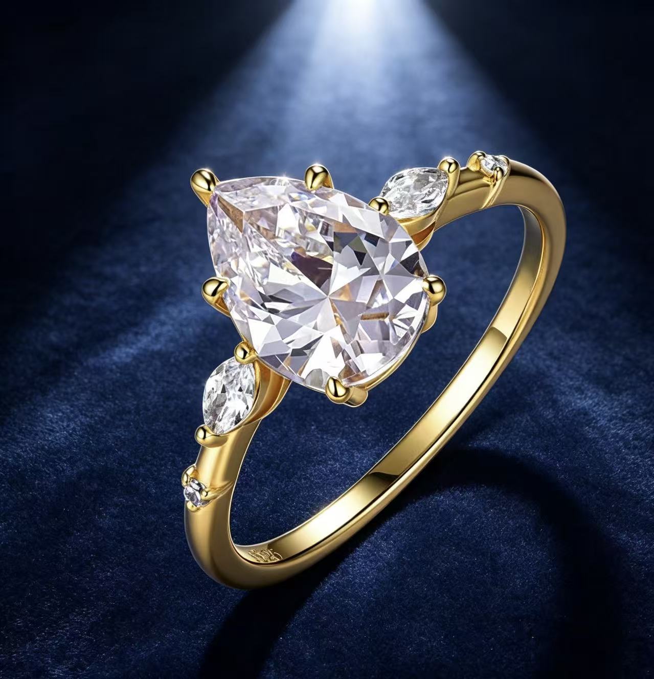 Pear Moissanite Engagement Ring · Scattered Petal Accents D Color VVS1 · Unique Bridal Ring S925 Silver | Luvymia