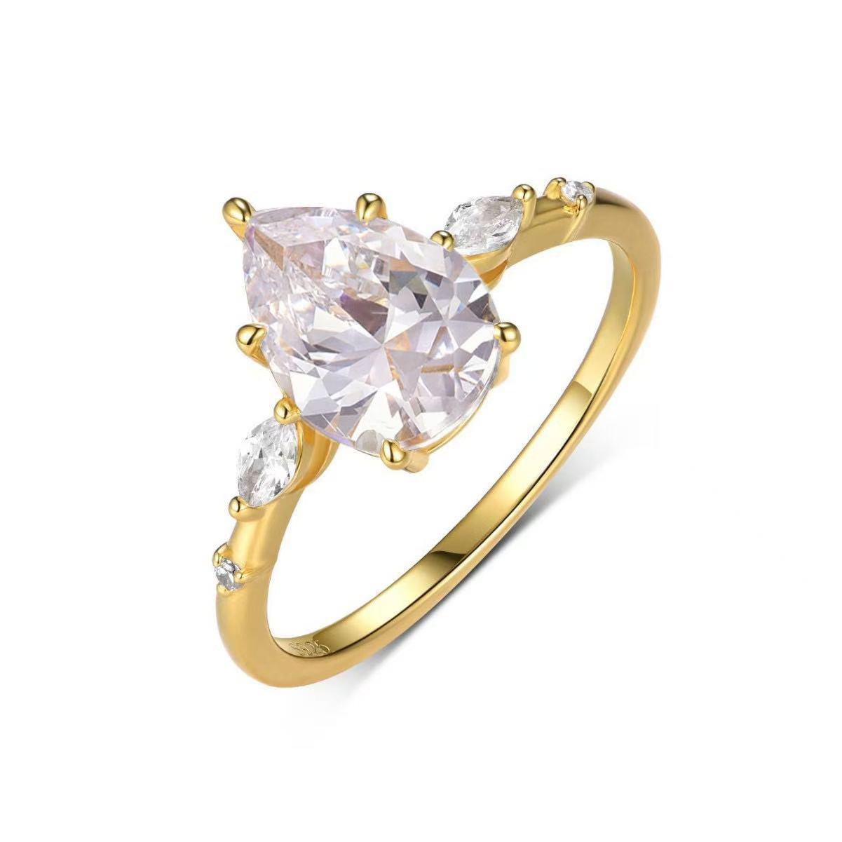 Pear Moissanite Engagement Ring · Scattered Petal Accents D Color VVS1 · Unique Bridal Ring S925 Silver | Luvymia